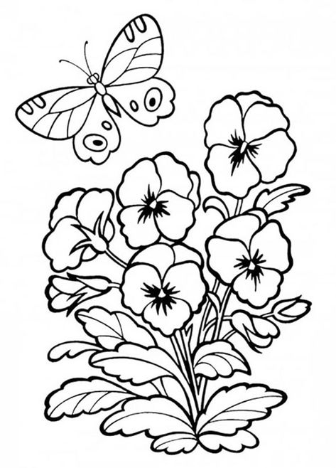 Pansy Coloring Pages - Best Coloring Pages For Kids Printable Flower Coloring Pages, Excel Formulas, Pola Sulam, 자수 디자인, Flower Printable, Flower Coloring Pages, Free Printable Coloring, Free Printable Coloring Pages, Mandala Coloring