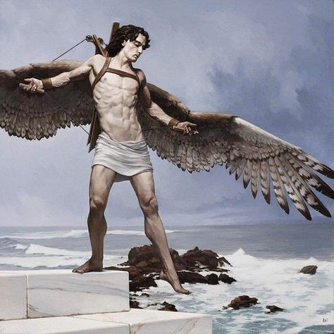 Bryan Larsen - Icarus, 2009. Male Angels, Valerian, Arte Fantasy, Angel Art, Male Art, Gods And Goddesses, Greek Mythology, Mythical Creatures, Classic Art