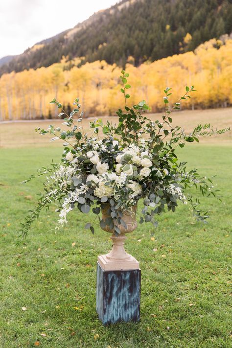 Large Eucalyptus Arrangement, Wedding Flowers In Urn, Large Greenery Arrangements, Large Hydrangea Arrangement, Large Wedding Arrangements, Eucalyptus And Hydrangea, Hydrangea Arrangements Wedding, Large Arrangement, Urn Arrangements