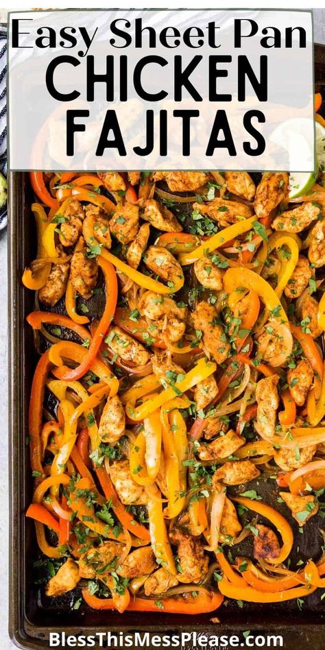 Easy Meal With Chicken, Meal With Chicken, Easy Sheet Pan Chicken, Sheet Pan Chicken Fajitas, Easy Chicken Fajitas, Chicken Fajita Recipe, Pan Chicken Fajitas, Sheet Pan Chicken, Sheet Pan Suppers