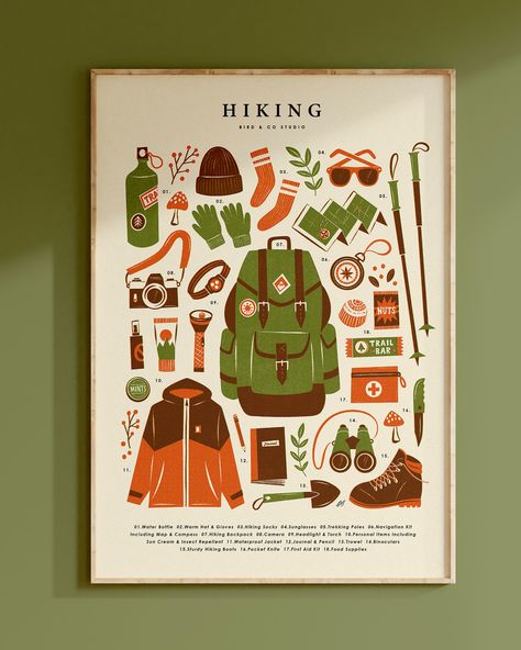 Summer Camp Signage, Hiking Design Graphic, Hiking Graphic Design, Camping Graphic Design, Trekking Illustration, Hike Illustration, Hiking Illustration, National Park Illustration, Outdoor Illustration