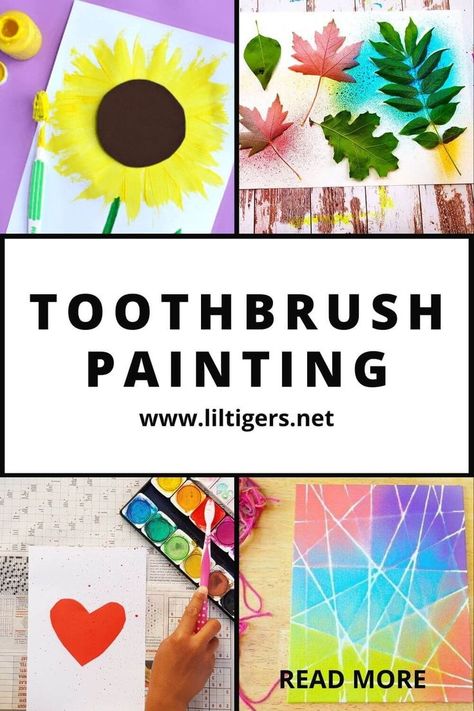 Learn everything about toothbrush painting and get inspired by our ideas for kids. Click through to our toothbrush painting guide now. #toothbrushpainting #kidsart Toothbrush Painting, Toothbrush Art, Painting For Toddlers, Art Methods, Painting Ideas For Kids, Painting Guide, Brush Paint, Tooth Brush, Craft Projects For Kids