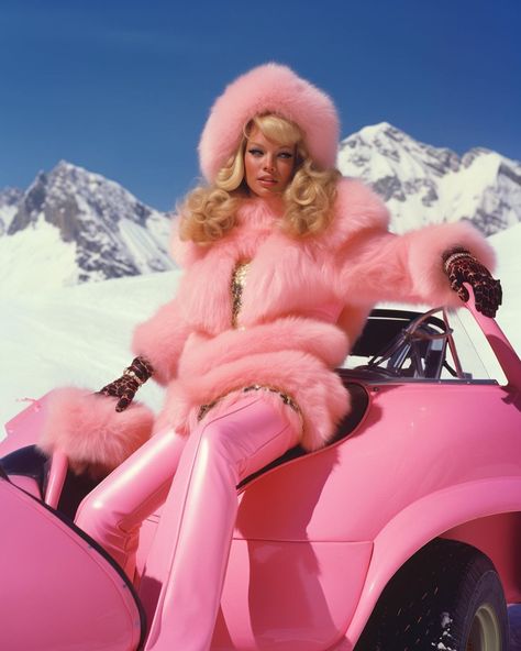 Planet Fantastique on Instagram: “It’s frosty in Barbieland. . . . . . . . . . . #planetfantastique #retrofuturism #utopia #dreamphotography #barbiegram #barbiecore…” Pink Fur Coat Outfit, Barbiecore Aesthetic, Checkered Outfit, Cowgirl Photoshoot, Fur Outfit, Pink Fur Coat, Dream Photography, Christmas Barbie, Pink Cowgirl