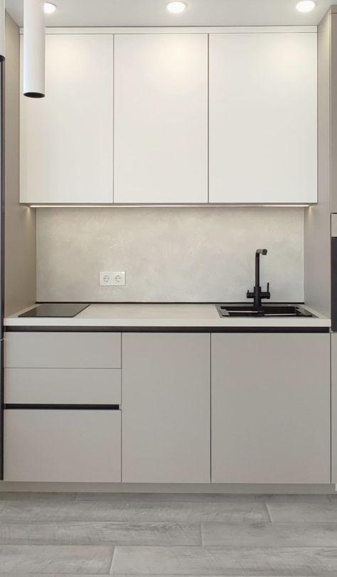 Ikea Cream Kitchen, Apartment Kitchen White, Student Kitchen, Small Kitchen Design Apartment, Latest Kitchen Trends, Small Apartment Kitchen, Home Entertainment Centers, Beige Kitchen, Studio Kitchen