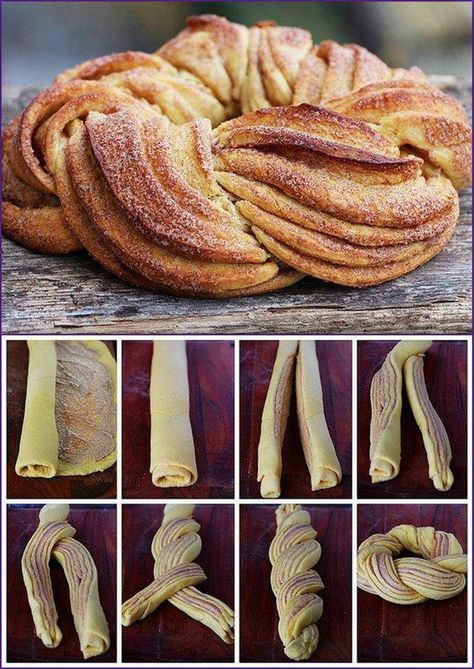 Snygg krans enkelt Resepi Roti, Pembuat Roti, Fest Mad, Bread Shaping, Läcker Mat, Deilig Mat, Christmas Breakfast, Bread And Pastries, Bread Recipes Homemade