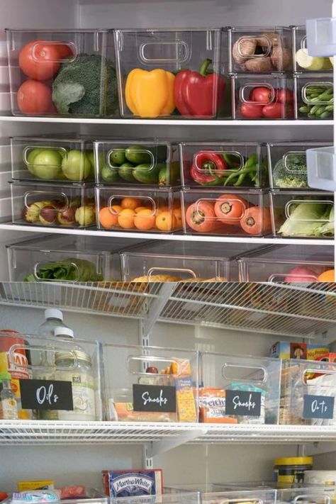 For £20.99!!! This clear plastic organizer on Amazon is perfect for organizing your fridge as it is stackable... Organizing Fridge, Organised Fridge, Freezer Cabinet, Pantry Freezer, Fridge Organizer, Fridge Organisers, Fridge Storage, Fridge Organization, Plastic Organizer