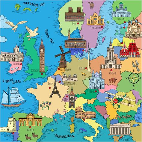 European Map Coloring Pages By Number, World Map With Countries, Coloring Pages For Grown Ups, European Map, Star Coloring Pages, Holiday Travel Destinations, London Poster, Europe Map, Coloring Apps