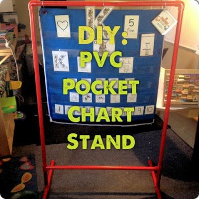 Learning In Grace: DIY- Pocket Chart Stand using PVC Pocket Chart Stand, Homeschool Room Organization, Diy Pocket, Preschool Circle Time, Pvc Pipe Projects, Classroom Signs, 2 Peter, Diy Classroom, Pocket Chart