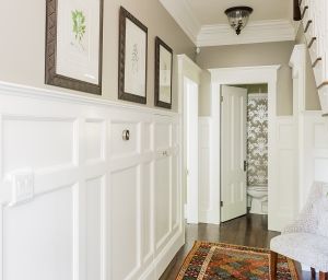 Classic Mudroom, Wainscot Paneling, Historic Home Interiors, White Wainscoting, Modern Coat Rack, White Shiplap Wall, Rustic Kitchen Island, Historic Renovation, Wainscoting Panels