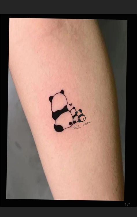 Panda Family Tattoo, Mini Panda Tattoo, Small Panda Tattoo, Panda Tattoo Ideas, Tattoos Panda, Matching Tattoos For Couples, Panda Bear Tattoos, Couple Tattoo Ideas, Delicate Tattoos For Women