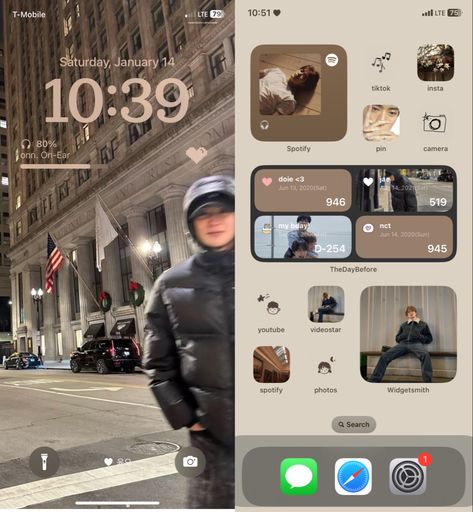 Iphone Lockscreen Inspiration, Ios 16 Theme Aesthetic, 16 Ios Wallpaper Ideas, Iphone Ios 16 Home Screen Ideas, Boyfriend Homescreen Ideas, Homescreen Ios 16 Ideas, Nct Iphone Layout, Nct Ios Layout, Phone Style Ideas