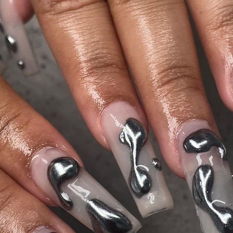 Nails By T on Instagram: "melting metal ⛓️⛓️" Melting Nails, Melted Metal, Metal Nails, Melting Metal, January 9, Nails, On Instagram, Instagram