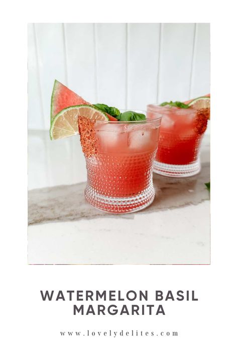 This Watermelon Basil Margarita is the perfect refreshing summer cocktail! This pretty drink is sweet and full of flavor. You can use plain tequila or jalapeno tequila like I did for added flavor and a touch of heat. Healthier Cocktails, Jalapeno Tequila, Basil Drinks, Basil Margarita, Fruity Cocktail Recipes, Watermelon Basil, Basil Cocktail, Fruity Cocktail, Watermelon Drink