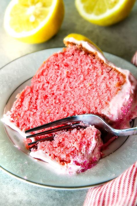 Pink Lemonade Pound Cake - Carlsbad Cravings Fresh Orange Cake, Pound Cake From Scratch, Lemonade Cake Recipe, Pink Lemonade Cookies, Pink Lemonade Cake, Cake Recipe From Scratch, Lemonade Cake, Lemon Buttercream Frosting, Cake From Scratch