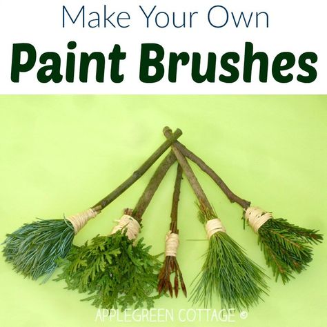 Diy nature paint brushes, a simple way for kids to use natural materials to make art supplies. Diy paintbrush how-to At Home Crafts For Kids, Recycled Crafts For Kids, Zoo Day, Outdoor Learning Activities, National Ice Cream Day, Nature Paint, Diy Nature, Kids Wraps, Ice Cream Day