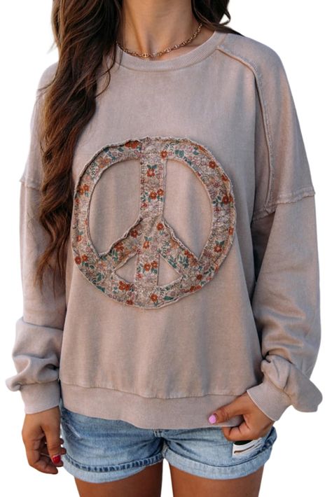 PRICES MAY VARY. ﻿Material: Floral Peace Sweatshirt for Women are lightweight, soft and breathable, keeping you warm in the fall and winter. Feature: Symbol Sweatshirt, knit pullover, stripe pullover, Colorblock Sweatshirt, long sleeve top, fall or winter outfits for women.Henley Top, Relaxed Loose Fit / Casual, Vintage And Cute Style. A sweatshirt that goes with everything. Match: Drop Shoulder Sweatshirt Easy to pair with pants, jeans, joggers, and sweatpants. Also, you can match anything you Style A Sweatshirt, Drop Shoulder Sweatshirt, Dropped Shoulder Sweatshirt, Color Block Sweatshirt, Drawstring Dresses, Black Fleece, Bohemian Clothes, Casual Pullover, Long Sleeve Cardigan