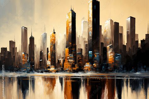 Abstract city skyline oil painting. AI Stock Illustration | Adobe Stock Abstract City, Art Abstrait, City Skyline, Adobe Stock, Stock Illustration, Oil Painting, Illustrations, Quick Saves, Art