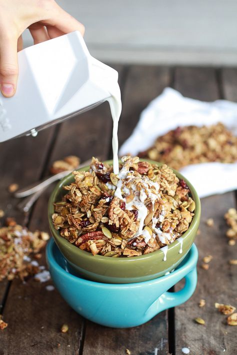 Brown Butter Pumpkin Seed and Espresso Glazed Big Cluster Granola | halfbakedharvest.com Pumpkin Spice Granola, Half Baked, Pumpkin Seed, What's For Breakfast, Half Baked Harvest, Granola Recipes, Sweet Breakfast, Brown Butter, Pumpkin Seeds