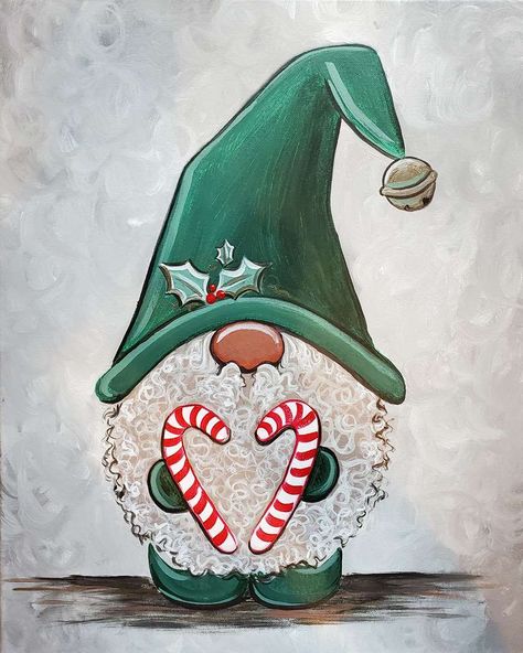 Cute Gnomes Painting, Holiday Gnome Painting, Xmas Gnome Painting, Christmas Nomes Paintings, Christmas Gnome Painting Canvas, Gnome Christmas Painting, Painted Christmas Gnomes, Christmas Paint And Sip Ideas, Winter Gnome Painting