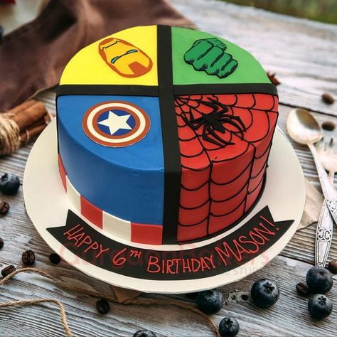 Birthday Cakes For 6 Year Boy, Cake For 6 Year Boy, Unique Birthday Cakes For Kids Boys, 6th Birthday Cake Boys, Birthday Cake For 6 Year Boy, Avenger Theme Cake, Boys Birthday Cake Ideas, Digger Birthday Cake, Avengers Birthday Cake