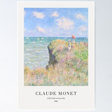 Gallery exhibition poster of Claude Monet's famous painting "Cliff Walk At Pourville" Poster Prints Monet, Claude Monet Cliff Walk At Pourville, Claude Monet Poster Print, Cliff Walk At Pourville, Claude Monet Bridge, The Japanese Footbridge Monet, Poster Text, Gallery Exhibition, Wall Posters