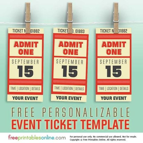 Free Personalized Event Ticket Template | Free Printables Online | Bloglovin’ Ticket Template Free Printables, Ticket Template Free, Event Ticket Template, Concert Ticket Template, Carnival Tickets, Cornell Notes Template, Cream Color Scheme, Printable Tickets, Ticket Design