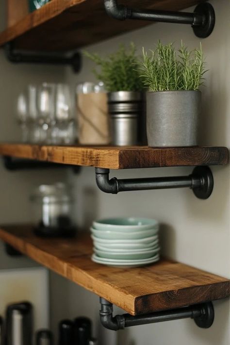 "Add a touch of industrial chic to your home with DIY Pipe Shelving! 🛠️🏭 Perfect for creating functional and stylish storage. 🌟✨ #DIYShelving #IndustrialDecor #HomeProjects" Shelves With Pipes, Diy Pipe Shelves, Pipe Shelving, Industrial Style Interior, Scrub Corpo, Industrial Pipe Shelves, Diy Pipe, Pipe Shelves, Industrial Pipe