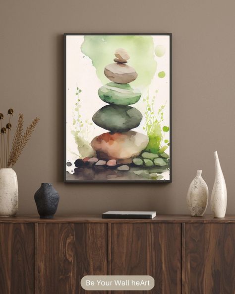 Zen Bathroom Wall Art, Spiritual Watercolor Paintings, Zen Painting Ideas, Drawing Room Paint, Zen Art Paintings, Zen Watercolor, Paintings Spiritual, Orange Entryway, Yoga Art Painting