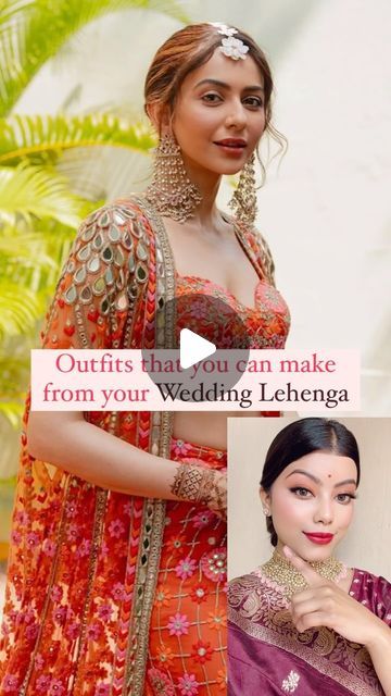 ANUPRIYA | Beauty Content Creator on Instagram: "Outfits that you can make using your wedding lehenga. Save and share with others and do try out these amazing outfit ideas using your old lehenga .   #ethnicwear #ethnicoutfits #indianwear #bridaltrends #bridetobe #outfitfromlehenga #weddinglehenga #bridalstyle #bollywoodcelebrities #celebritystylist #banarasisaree #lehengasaree #lehenga #bridallehenga #banarasilehenga #silklehenga #sareeblouse #styleguide #bridalsaree #stylingtips #fashiontips #beautyreels #bridallehenga #lehenga #anarkalisuits #outfitfromscratch  #bridalblouse #lehengablouse #shararasuit #garara #bridallehngas #weddingshopping   Outfits that you can make using your wedding lehenga, outfits from lehenga , wedding lehenga reuse , outfits from scratch , wedding lehenga , brid How To Reuse Lehenga, Restyling Wedding Lehenga, Old Lehnga Reuse, Restyle Wedding Lehenga, Rewear Wedding Lehenga, Reusing Wedding Lehenga, How To Reuse Wedding Lehenga, Wedding Lehenga Reuse Ideas, Old Lehenga Reuse Ideas