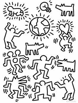 Cut and Color Keith Haring - Art Lesson Plan by Kerry Daley | TpT Keith Haring Inspired, Color Art Lessons, Art Lesson Plan, Keith Haring Art, Elementary School Art, Haring Art, Art Worksheets, Elementary Art Projects, Tattoo Art Drawings