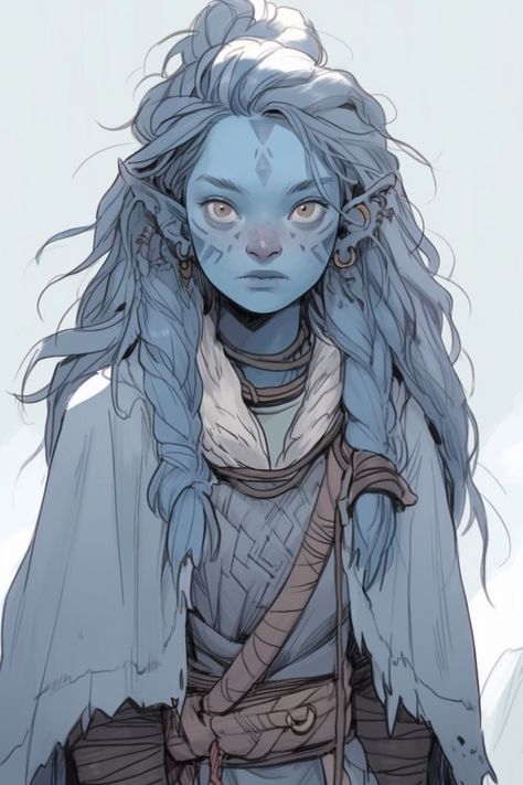 Svirfneblin Druid Changeling Druid, Air Genasi Druid, Eladrin Druid, Ocean Druid Dnd, Female Druid Character Design, Druid Fantasy Art, Druid Character, Female Druid Dnd, Water Genasi Female Druid