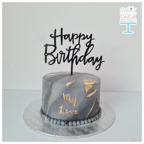 Blue And Grey Birthday Cake, Grey Cake Birthday For Men, Grey Birthday Cake, Happy Birthday Love Cake, Marble Tutorial, Bf Birthday, Grey Cake, Football Birthday Cake, Blue Birthday Cakes