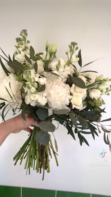 Lisianthus Flower Bouquet, White Hand Bouquet, Stock Flower Bouquet, Hydrangea And Peony Bouquet, White Hydrangea Bridal Bouquet, Brides Flower Bouquet, White Bouquet With Greenery, Lisianthus Wedding Bouquet, Lisianthus Wedding