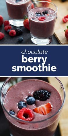 1ee3dfcd8a0645a25a35977997223d22 Chocolate Berry Smoothie, Berry Smoothies, Chocolate Protein Smoothie, Chocolate Smoothie Recipes, Chocolate Protein Shakes, Protein Smoothie Recipes, Frozen Berries, Healthy School, Chocolate Smoothie