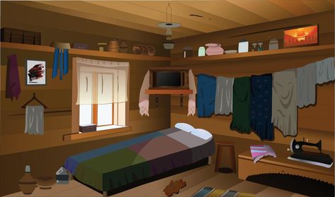 Village room inside vector, poor room vector old interior illustration. Poor House Drawing, Poor Room, Village Bedroom, Old Interior, Filipino House, Free Green Screen Backgrounds, Bedroom Cartoon, Background Anime, Animation Ideas