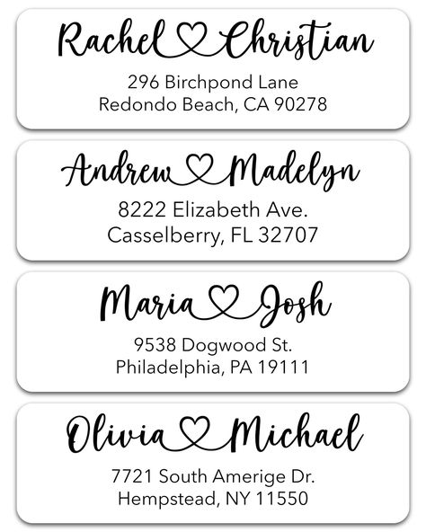 Personalized Return Address Labels - Custom Address Stickers on Sheets for Wedding Invitations (100-1000 Labels) Address Labels Printable Free, Free Wedding Planner Printables, Return Address Labels Template, Wedding Return Address Labels, Invites Wedding, Wedding Address Labels, Address Label Template, Wedding Return Address, Return Address Wedding