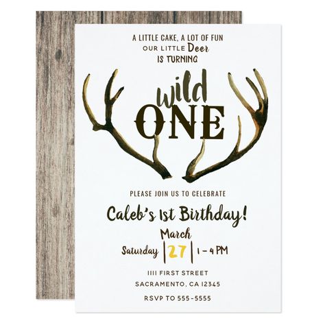 Deer Hunting Birthday, Funny Christmas Party Invitations, Deer Birthday Party, Hunting Birthday Party, Hunting Birthday, Wild One Birthday Invitations, Boys First Birthday Party Ideas, Baby Boy 1st Birthday Party, Wild One Birthday