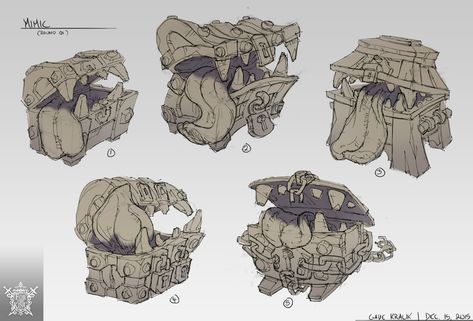 Mimic Chest, Props Concept, Props Art, Game Props, Dungeons And Dragons Homebrew, Fantasy Monster, Creature Feature, Prop Design, Creature Design