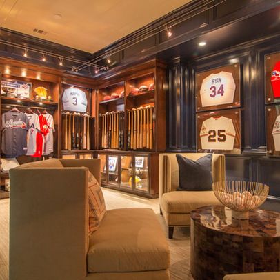 Baseball themed man cave! My future husband definitely needs this someday! LOVE IT. Sports Memorabilia Room, Man Cave Designs, Cheap Motorcycle, Baseball Man Cave, Sports Man Cave, Man Cave Lighting, Man Cave Design, Ultimate Man Cave, Baseball Room