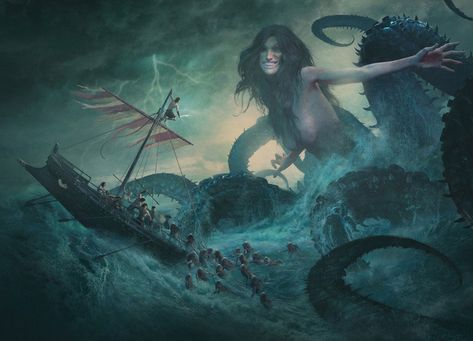 Umberlee Greek Creatures, Legendary Monsters, Art Vampire, Greek Sea, Dengeki Daisy, Real Mermaids, Vampire Knight, Sea Monsters, Conceptual Art