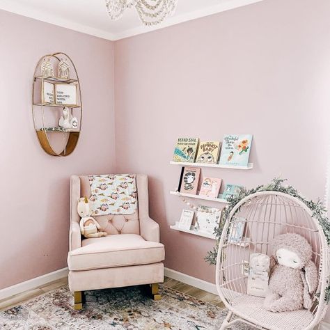 Fading Rose SW 6296 - Red Paint Color - Sherwin-Williams Pink Nursery Paint Colors, Pink Girls Room Paint, Pink Nursery Paint, Pink Nursery Colors, Chandelier Butterfly, Girls Room Paint Colors, Girls Bedroom Paint Colors, Playroom Paint Colors, Blush Pink Paint