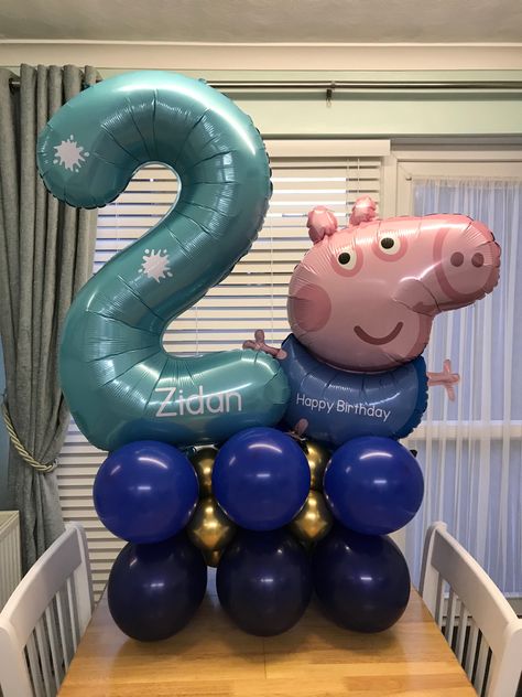 George Pig Birthday Party, George Pig Party, George Pig Birthday, Peppa Pig Balloons, Pig Balloon, Pepper Pig, Pig Birthday Party, Its A Boy Balloons, George Pig