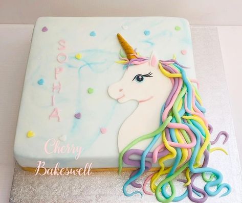 Unicorn Birthday Cake Square, Flat Unicorn Cake, Unicorn Rectangle Cake, Unicorn Cake Square, Unicorn Sheet Cake Ideas, Unicorn Cake Design, Easy Unicorn Cake, Gluten Free Birthday Cake, Barbie Doll Birthday Cake