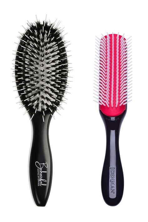 Denman Brush vs. Behairful Brush Compared - Gena Marie Behairful Brush, Wavy Hair Tips, Denman Brush, Curly Hair Brush, Detangler Brush, Best Hair Brush, Layered Curly Hair, Detangling Brush, Curly Girl Method