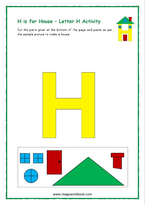 Letter H House Craft, H Letter Craft Preschool, Letter H Crafts For Kindergarten, Letter H Arts And Crafts For Preschool, Letter H Activities For Preschool Crafts, Letter H Activity For Preschoolers, Letter H Crafts For Preschoolers Free Printable, Letter H Activities For Toddlers, H Is For House Craft