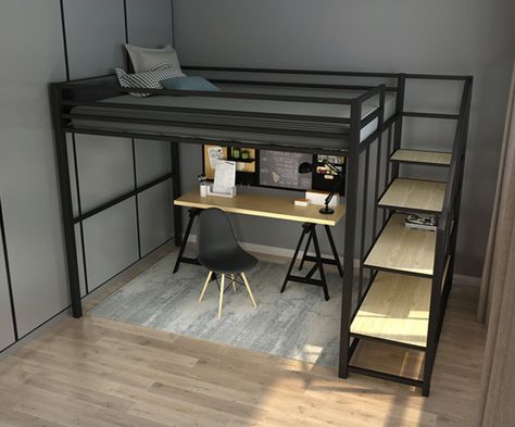 Bed Frame Adult Loft Bed School Home Hotel Hostel Use Bunk Bed Shenyang Metal Iron JZD Single Queen King Dorm Adult Student| Alibaba.com Mezzanine Loft, Adult Loft Bed, Queen Loft Beds, Bed Loft, Desk Product, Mezzanine Bed, Adult Bunk Beds, Vibe Bedroom, Dorm Bed