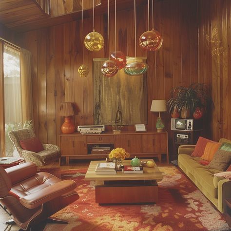 70s Inspired Living Room, 70s Living Room Decor, 70s Room, 70’s Decor, 70s Living Room, 70s Interior Design, Casa Retro, 70s House, 70s Interior