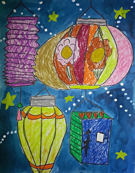 Lantern drawing. This could be a great way to work on shading. Asian Art Projects, Lantern Drawing, Lantern Art, Art Stars, Chinese New Year Crafts, 2nd Grade Art, New Year Art, 3rd Grade Art, Ecole Art