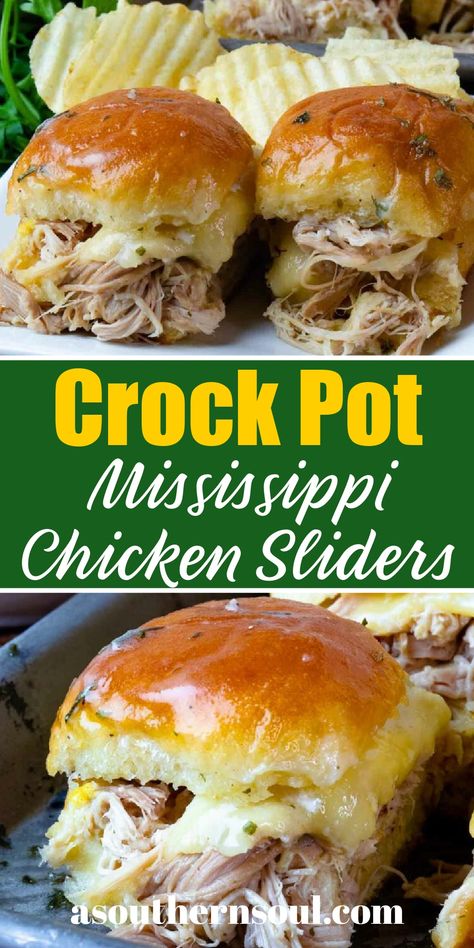 Mississippi Chicken Sliders, Easy Slider Recipes, Sliders Recipes Chicken, Mississippi Chicken, Cheesesteak Recipe, Best Sandwich Recipes, Chicken Sliders, Crock Pot Chicken, Ground Beef Recipes For Dinner