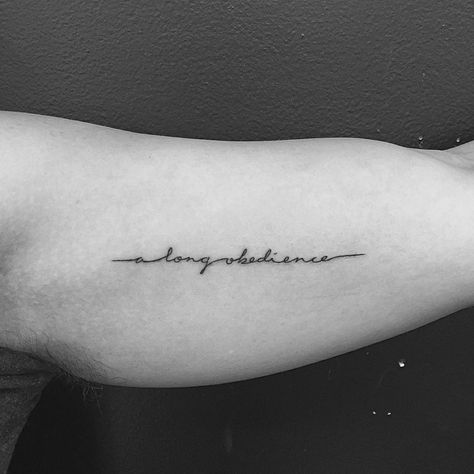 c/s ∴jon✞boy∴ p/v on Instagram: “a long obedience #jonboytattoo” Obedience Tattoo, Jonboy Tattoo, Jon Boy, Instagram A, Tattoo Quotes, Tatting, Tattoos, On Instagram, Instagram